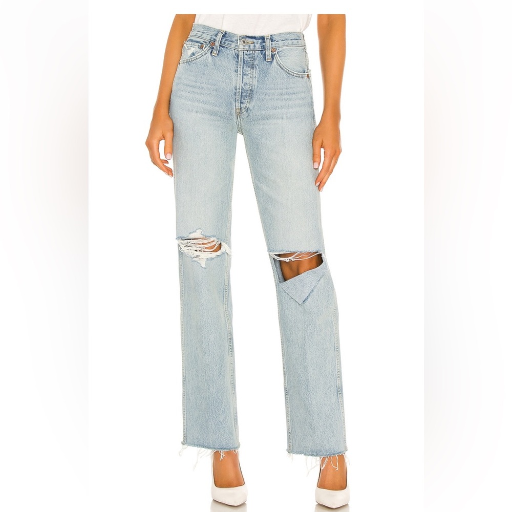 Re/Done Originals 90s High Rise Loose in Breezy Indigo with Rips